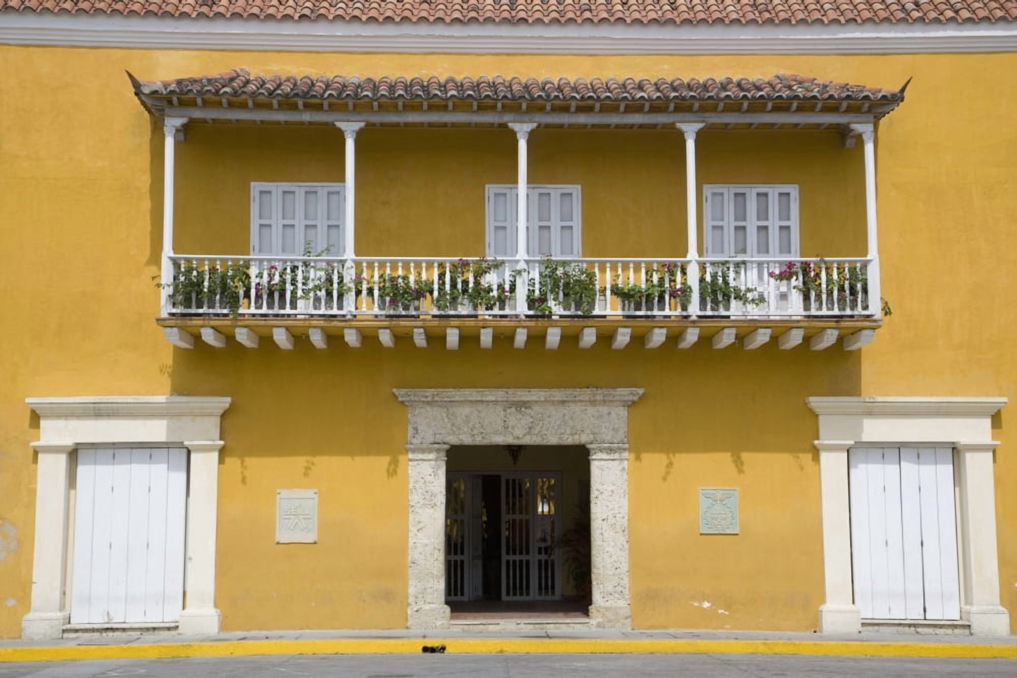 Balconied House At Plaza De La Aduana Canvas Art - Jon Spaull Design Pics (38 x 24)