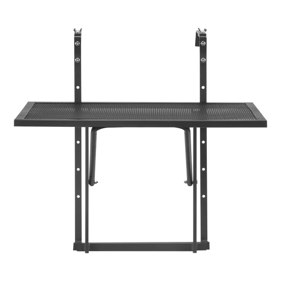 Balcony Hanging Table, 19x24 Inch 5-Level Adjustable Metal Folding Railing Table for Outdoor Patio Deck, Fits 1" to 4.7" Railings, Balcony Bar Serving Table