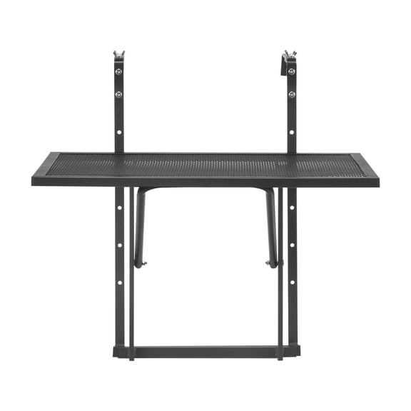 Balcony Hanging Table, 19x24in Metal Folding Railing Table, Outdoor Patio Bar Table, 5-Level Adjustable, Fits 1-4.7" Railings, Space Saving
