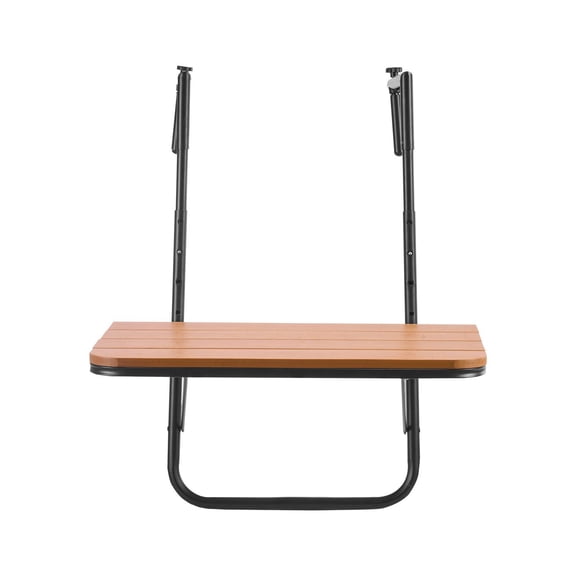 Balcony Hanging Table 25x24in, Outdoor Patio Railing Table, Adjustable Foldable Bar Table, Space Saving Steel Frame for Deck, Garden, Coffee, Work