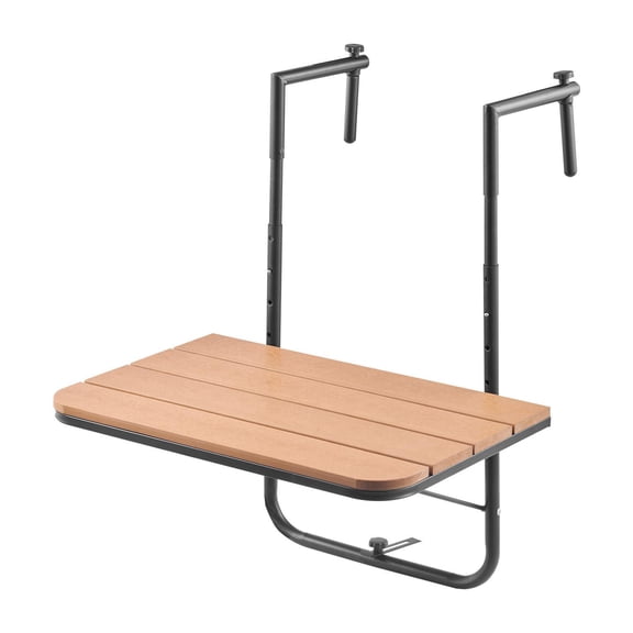 Balcony Hanging Table 25x24 Inch Folding Railing Table 4 Level Adjustable Outdoor Bar Table Fits 1 to 8.27 Inch Railing Patio Deck Serving Table
