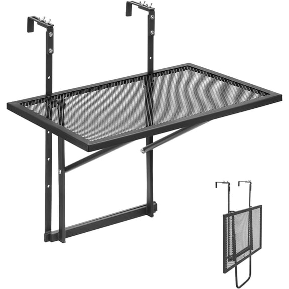 Balcony Hanging Table, 31.5 x 12 inch Folding Balcony Railing Table, Outdoor Bar Table, 50 lbs Loading, Fit Railing from 1" to 4.3", Serving for Patio & Deck