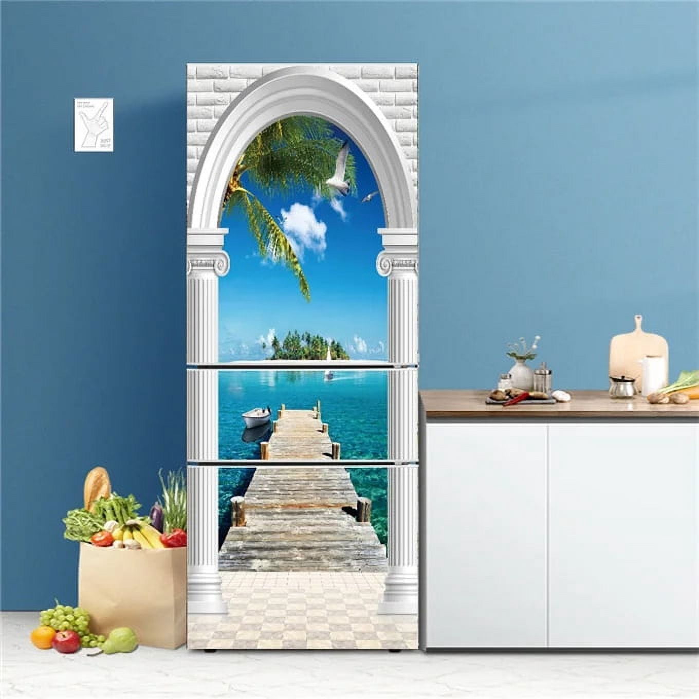 Balcony Lake Refrigerator Sticker Removable Fridge Door rations Self ...