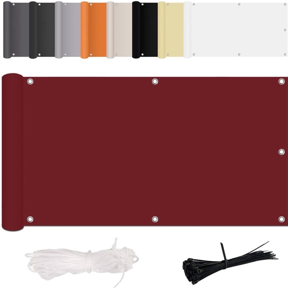 Balcony Patio Sun Shade Fence Cloth for Covering Railing Guardrail Providing Privacy Protection and Sun Block for Courtyard 118x31Inch Wine