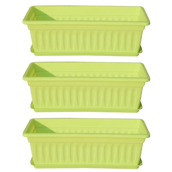 Balcony Planter,Rectangular Planter,3pc Raised Garden Planter Box,Rectangular Resin Vegetable Flower Pot Set With Drainage Tray,Balcony Window Garden Herb Grow Container For Home Patio Gardening