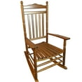 thumbnail image 1 of Balcony Porch Adult Rocking Chair Constructed Of Solid Wood - Relaxing Spacious Seat & Armrest Slatted Back Easy Assembly Included 280lbs Weight Restraint Oak Tone Hardwood For Grown-up Users, 1 of 4