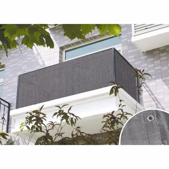 Balcony Privacy Screen 3x16.4ft Grey Balcony Fence Cover Mesh Screen Protective Shade Cloth with Ties for Patio Garden and Outdoor Railing Shading Fence Shade Cover as picture - One Size