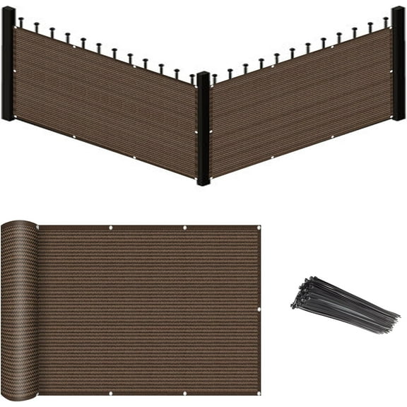 Balcony Privacy Screen Cover Mesh Windscreen Weather-Resistant UV Protection for Backyard Deck, Patio, Balcony, Pool, Porch, Fence, Railing, Gardening (Brown,3'x 15')