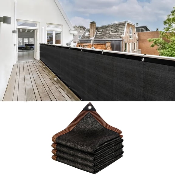 Balcony Privacy Screen Fence Cover 3.3ft x 9.9ft 90% Outdoor Sun Shade Cloth Apartments Railing Cover UV Protection for Home Balcony Garden  Porch Deck, Black