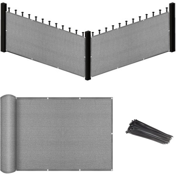 Balcony Privacy Screen Grey 3'x 18' Cover Mesh Windscreen Weather-Resistant UV Protection for Backyard Deck, , Balcony, Pool, Porch, Fence, Railing, Gardening