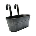 thumbnail image 1 of Balcony Railing Planter, Metal Planter, 10inDeep Hanging Container, Outdoor Flower Pots, Fence Decorations Outdoor, Dark Aged Finish, 1 Pc, 1 of 9