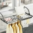 thumbnail image 1 of Balcony Retractable Drying Rack, Household Collapsible Clothes Hanger for Towels, Shoes, Socks, Fits Window or Guardrail, Gray, 33x55cm, No Installation Required, 1 of 7