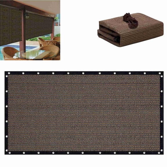 Balcony Screen Fence Cover Shade Cloth Netting With Grommets Heavy Duty HDPE Mesh Windscreen For Porch Outdoor Patio Shield brown 2米宽12米长