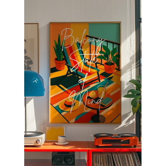 Balcony State Mind Retro Mid Century Modern Poster Unframed Paper Print