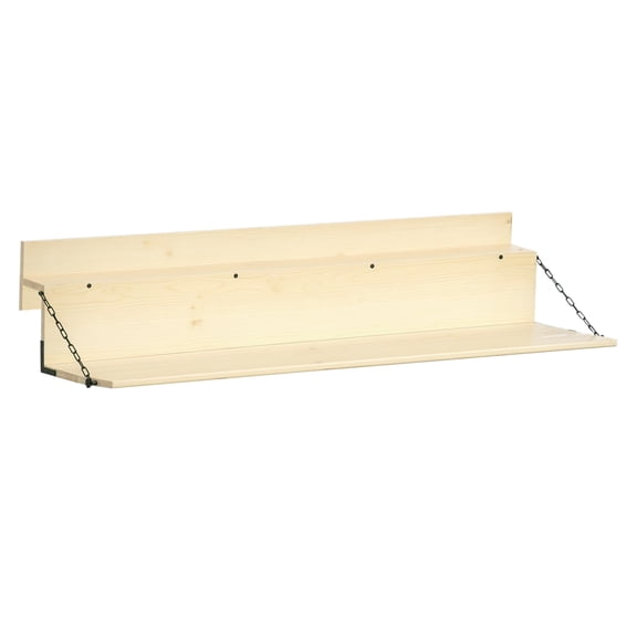 Balcony Table, Foldable Railing Table, Spruce Wood Outdoor Desk, Fits 3.9" Railing, Natural Finish, Space Saving Patio Table