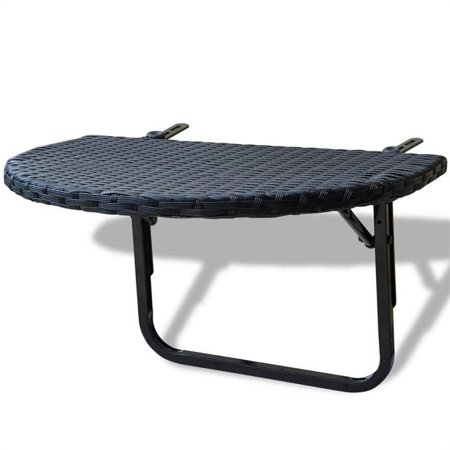 Balcony Table Poly Rattan, Black
