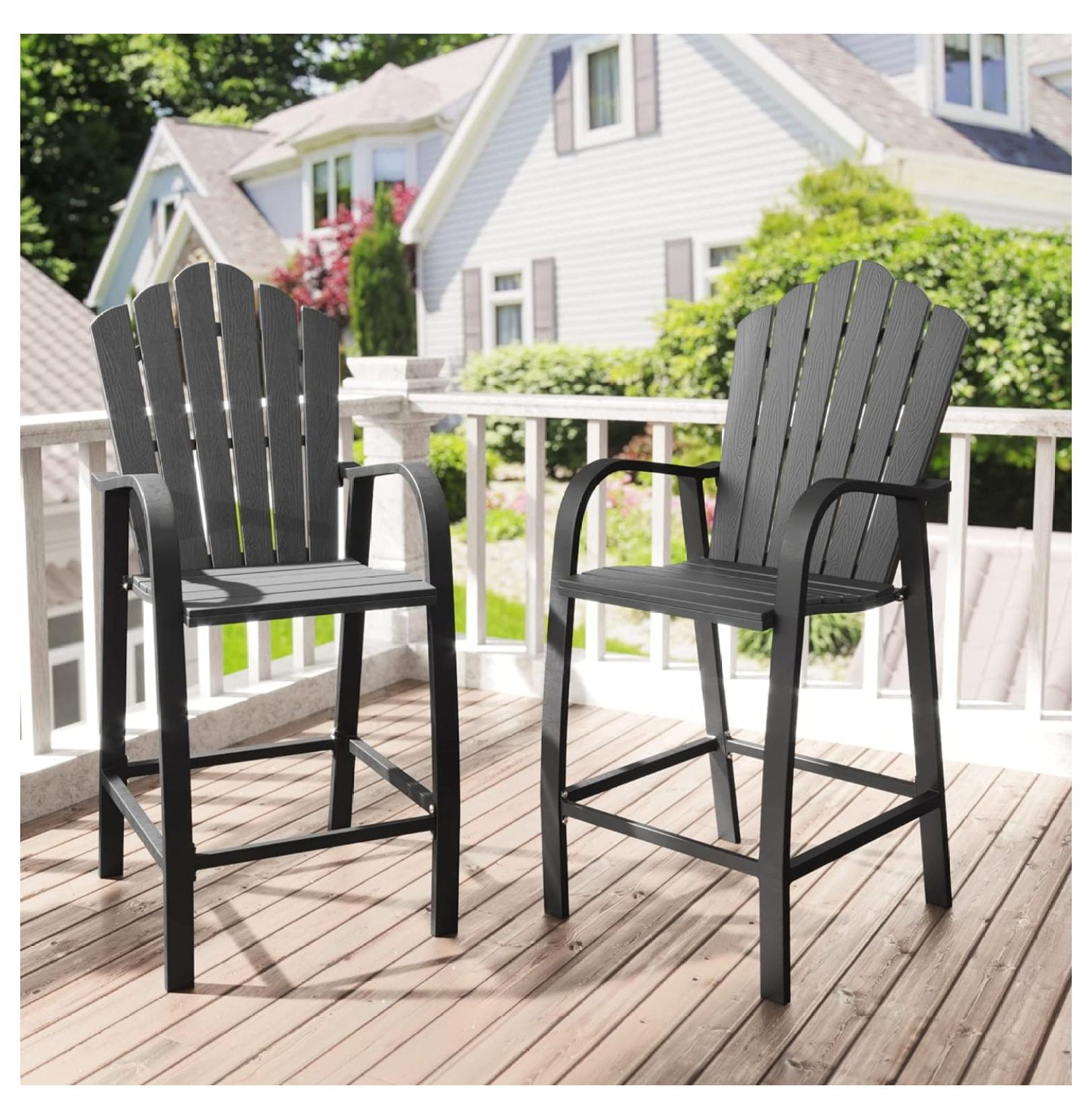 Balcony Tall Adirondack Chairs with Aluminum Frame, Bar Height