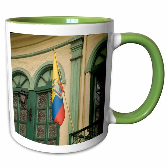 3drose, Balcony with Ecuadorian Flag, Cuenca, Ecuador - Sa07 Jme0372 - John and Lisa Merrill, 11oz Two-tone Green Mug