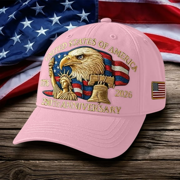 Bald Caps,Baseball Hats for Men,250 Year American Anniversary Hat,United States 250th Anniversary Hat Bald Printed Patriotic Baseball Cap For Men Women Multi,America 250 Tribute(Light Pink)