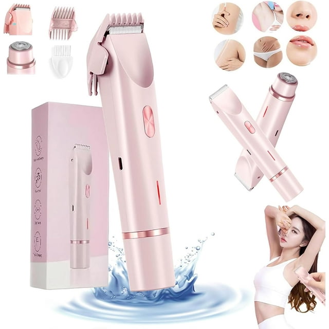 Bald Cat Razor for Women - Bald Cat Razor Bikini Trimmer, Woman Bald Cat Razor, Comfort 2 in 1 Electric Lady Shaver, Dual Head Electric Razor for Women Painless Leg Shaver Hair Remover (Pink)