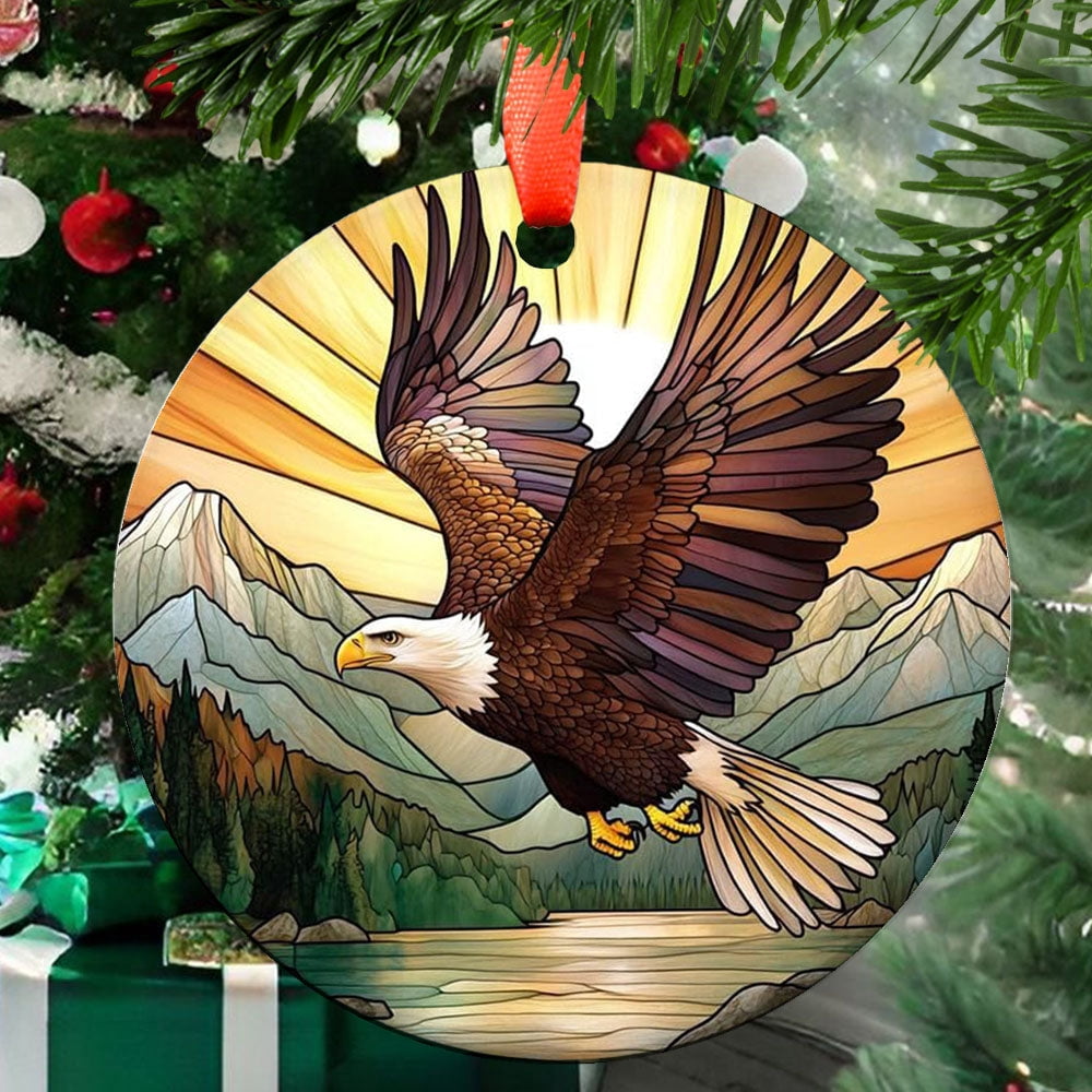 Bald Eagle 3 Ceramic Christmas Ornament, Holiday Tree Decoration ...