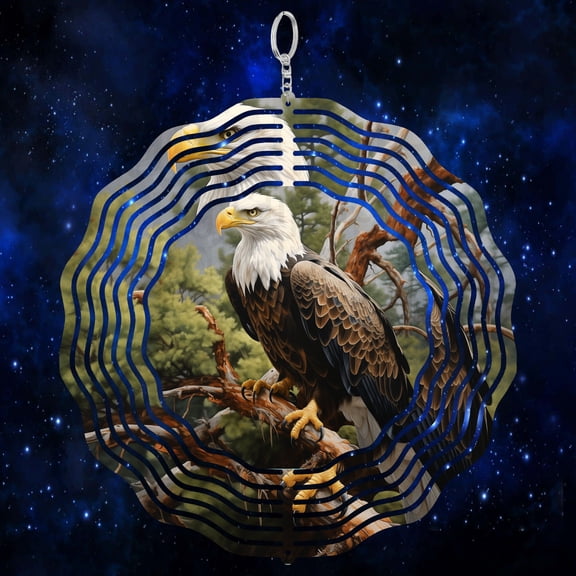 Bald Eagle 3D Wind Spinner Sublimation Patriotic American Bird Hanging Decoration