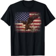 thumbnail image 1 of Bald Eagle 4th of July Christmas Gift American Flag Country T-Shirt Black Small, 1 of 4
