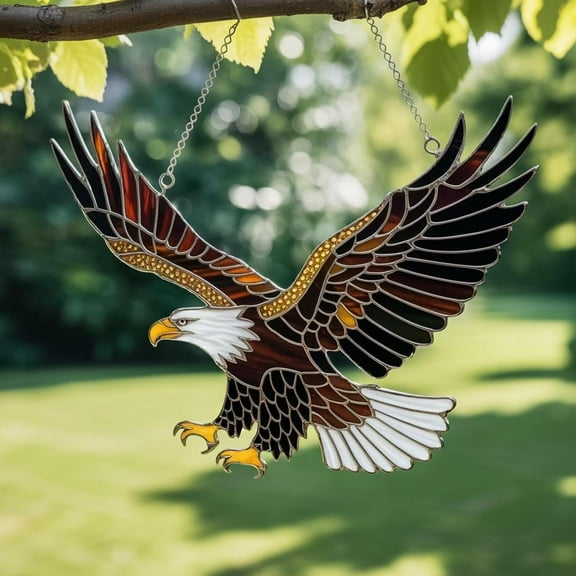 Bald Eagle Acrylic Suncatcher Patriotic American Eagle Window Hanging, National Pride Sun-Catcher Ornament