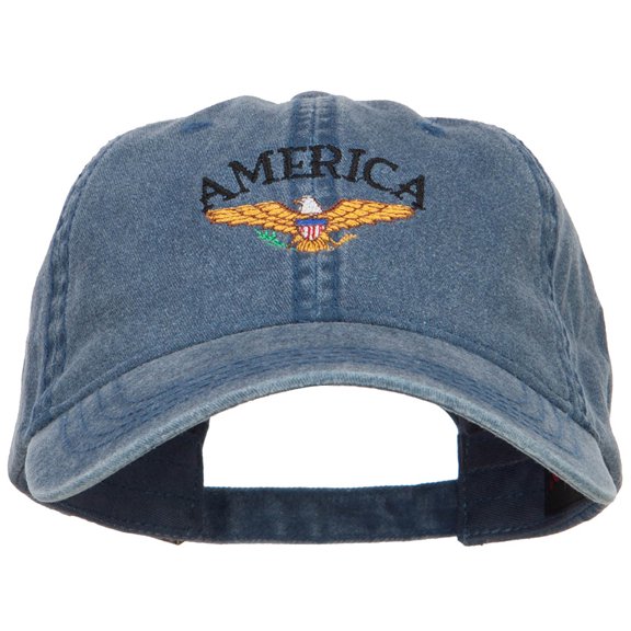 Bald Eagle America Embroidered Washed Cap - Navy OSFM