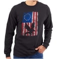 thumbnail image 1 of Bald Eagle American Colonies USA Flag Plus Size Long Sleeve Graphic Tee Shirt Brisco Brands 2X, 1 of 6