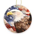 thumbnail image 1 of Bald Eagle With American Flag Background - Christmas Ornament Xmas Keepsake Ceramic Ornaments Holiday Decorations for Tree Christmas Gift Ideas 2.95in, 1 of 6