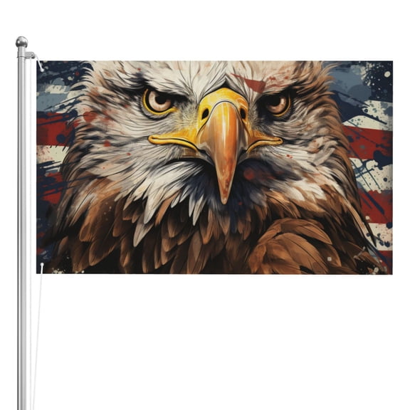 Bald Eagle And American Flag Cool Double Sided Flag 3x5FT Reversible Garden Flag Outdoor Decor for House, Porch, Lawn, Yard, Indoor Wall, Party Decoration