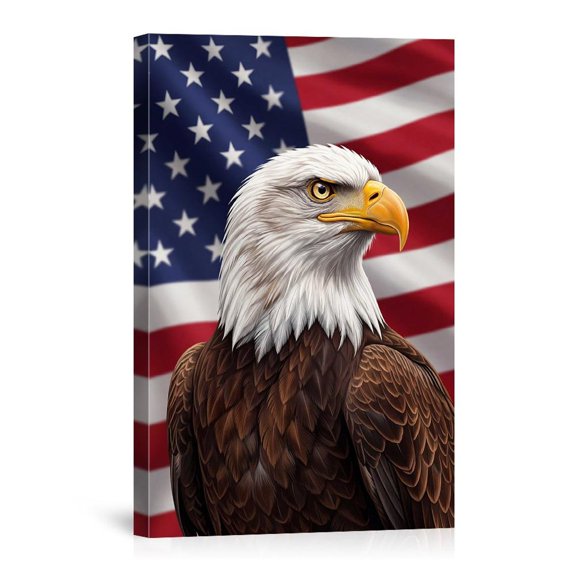 Bald Eagle American Flag Head USA Pride For Him Her Canvas