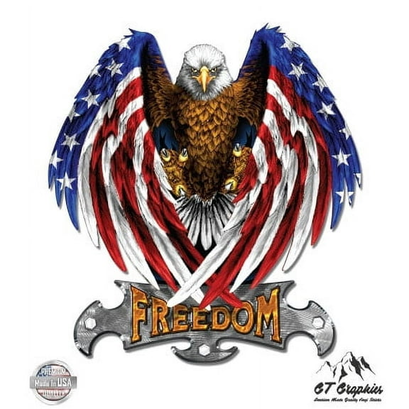 Bald Eagle American Pride Patriotic Freedom - 5" Vinyl Sticker - For Car Laptop I-Pad - Waterproof Decal