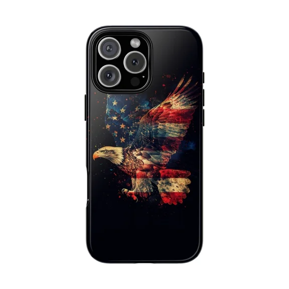 Bald Eagle American USA Flag Patriotic Bird Nature Art A294 Protective Case for iPhone 17 16 15 14 13 12 11 Pro Max