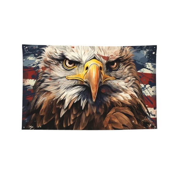 Bald Eagle And American Flag Cool Four Hole Decorated Banner Flag for Garden Yard Home Decoration Indoor Outdoor 3x5 Ft