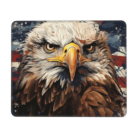Bald Eagle And American Flag Cool Mouse Pad Non-Slip Rubber Gaming Mousepad Rectangle for Computers Laptop 10 x 12 inch