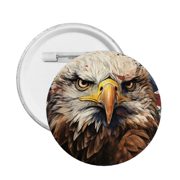 Bald Eagle And American Flag Cool Round Button Pin Badge 5PCS Pinback Buttons Lapel Pin for Jacket, Backpack, Hat, Party Favor, Gift