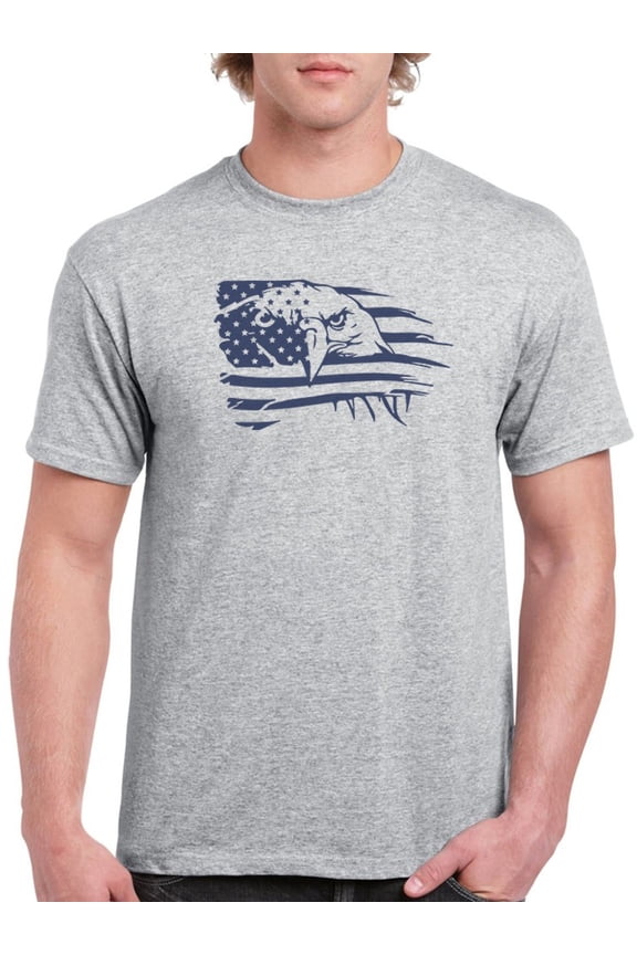 Bald Eagle And Flag T-Shirt Men -Smartprints Designs, Male Medium