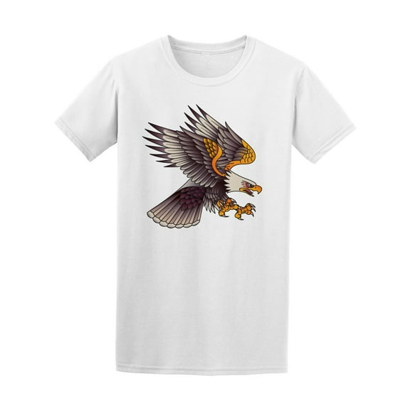 Bald Eagle Attack Tattoo Style T-Shirt Men -Image by Shutterstock, Male XX-Large