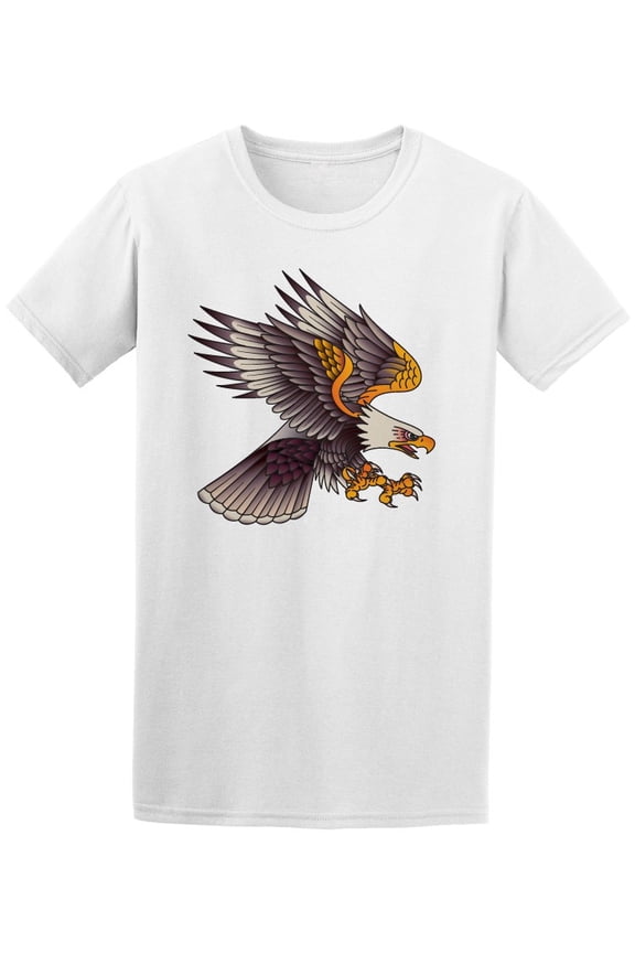 Bald Eagle Attack Tattoo Style T-Shirt Men -Image by Shutterstock, Male XX-Large