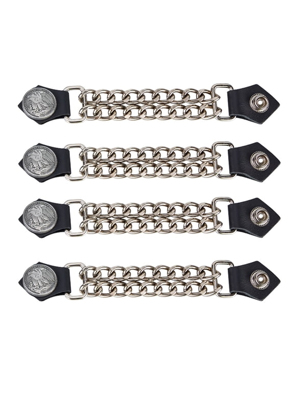 Bald Eagle Authentic Leather Motorcycle Vest Extender for Men Biker Double Diamond Cut Chrome Chain 4PCS Per Set