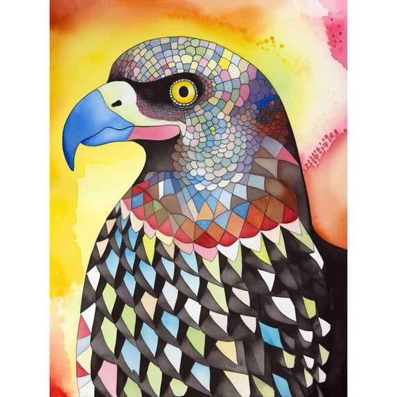 Bald Eagle Bird Folk Art Watercolour Painting Extra Large XL Wall Art Poster Print