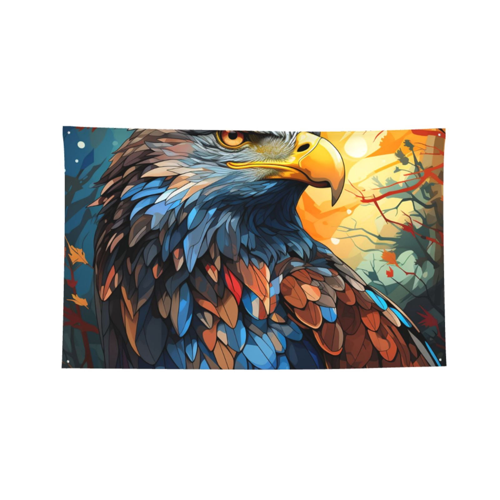 Bald Eagle Cool Art Four Hole Decorated Banner Flag for Garden Yard Home Decoration Indoor Outdoor 4x6 Ft
