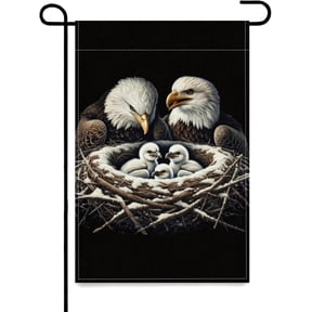 Bald Eagle Dad Mom Three Eaglet Chicks Babies in the Nest Yard Flags for Decor,style2 Double Sided Garden Flags Tapestry for Home Holiday Outdoor