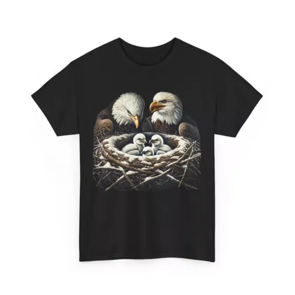 Bald Eagle Family Shirt, Mom Dad Three Eaglet Cute T-Shirt S-5XL Birthday Gifts; For Men & Women