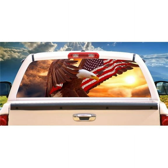 Bald Eagle Flag Rear Window Graphic Truck View Thru Vinyl Decal