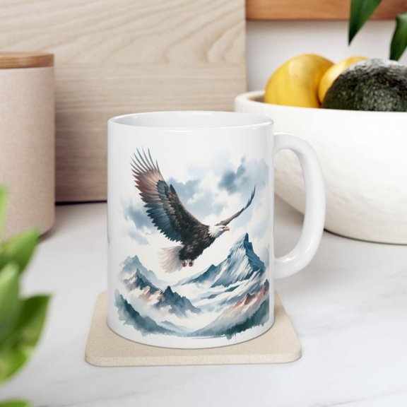 Bald Eagle Fligheramic Mug Mountain Sun Coffee Cup.