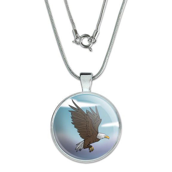 Bald Eagle Flying 1" Pendant with Sterling Silver Plated Chain