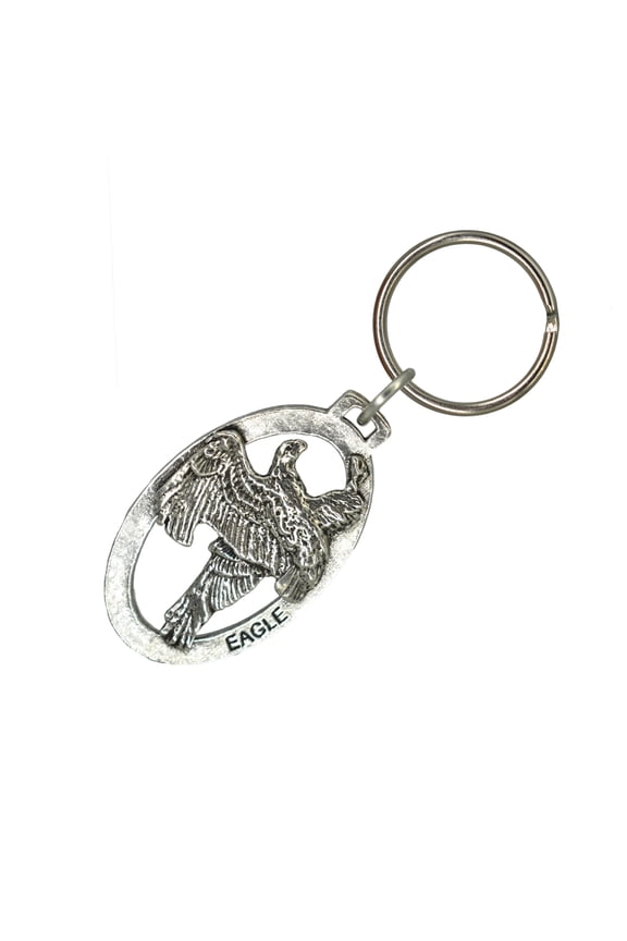 Bald Eagle Flying Keychain, Birds, Bird, B051KC, Patriotic, Key Fob, Key Ring, Keys, Zipper Pull, Luggage Tag, Pewter, Backpack, Over 300 Keychains Designs, Handmade in the USA